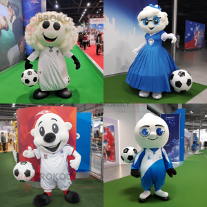 nan Soccer ball mascot costume character dressed with Evening Gown and Backpacks