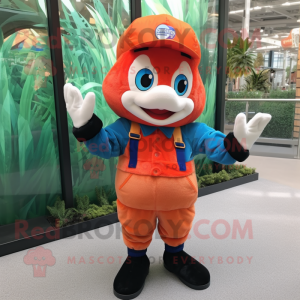 nan Clown fish mascot costume character dressed with Overalls and Gloves