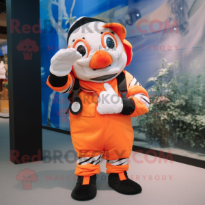 nan Clown fish mascot costume character dressed with Overalls and Gloves