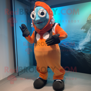 nan Clown fish mascot costume character dressed with Overalls and Gloves