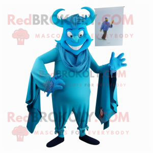 Cyan Devil mascotte kostuum...