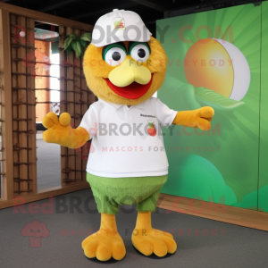 Olive Fried Chicken mascot costume character dressed with Shorts and Caps