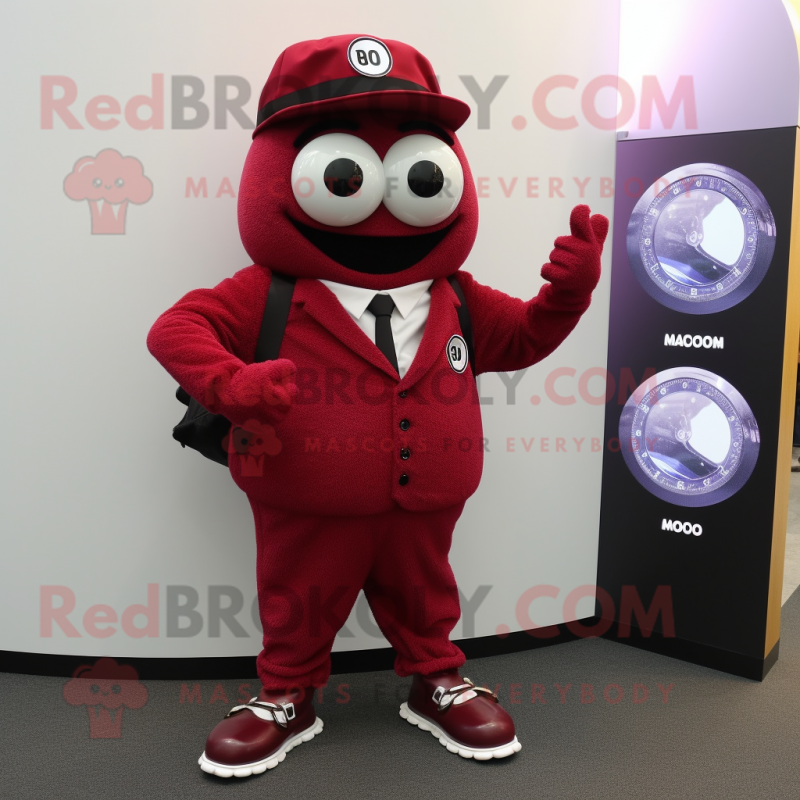 Maroon Pho mascot costume character dressed with Suit Pants and Bracelet watches Maroon Pho mascot costume character dressed with Suit Pants and Bracelet watches