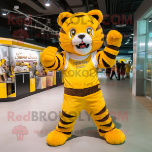  Gul Tiger maskot kostume...