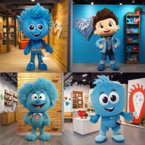 Cyanfarbener Maskottchen...