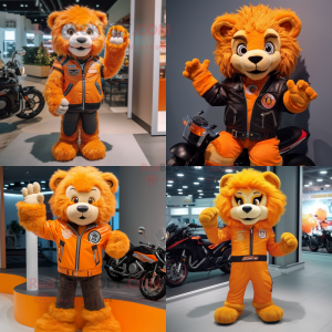  Orange Lion maskot kostume...