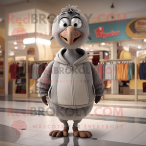 Gray Turkey mascot costume character dressed with a Sweatshirt and Keychains