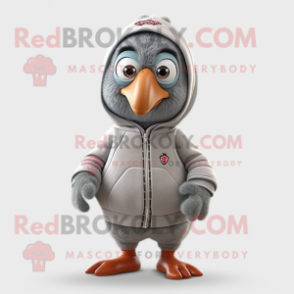 Gray Turkey mascot costume character dressed with a Sweatshirt and Keychains