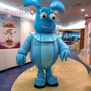 Sky Blue Lobster Bisque mascot costume character dressed with a Empire Waist Dress and Digital watches