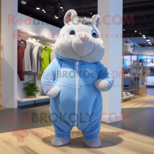 Sky Blue Guinea Pig mascot costume character dressed with a Joggers and Wraps