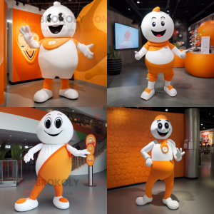 White Orange mascot costume character dressed with a Bodysuit and Shoe clips