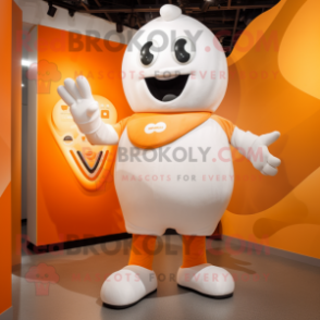 White Orange mascot costume character dressed with a Bodysuit and Shoe clips