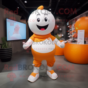 White Orange mascot costume character dressed with a Bodysuit and Shoe clips