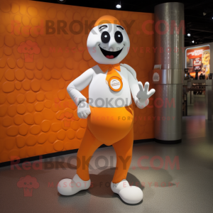 White Orange mascot costume character dressed with a Bodysuit and Shoe clips