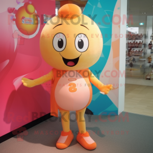 Peach Soccer Goal mascot costume character dressed with a One-Piece Swimsuit and Cummerbunds