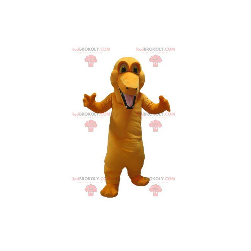 Mascote crocodilo gigante e colorido de laranja - Redbrokoly.com