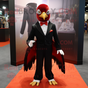 Red Pheasant mascot costume character dressed with a Tuxedo and Anklets