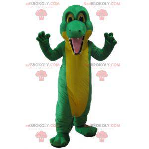 Mascotte de crocodile vert et jaune géant - Redbrokoly.com