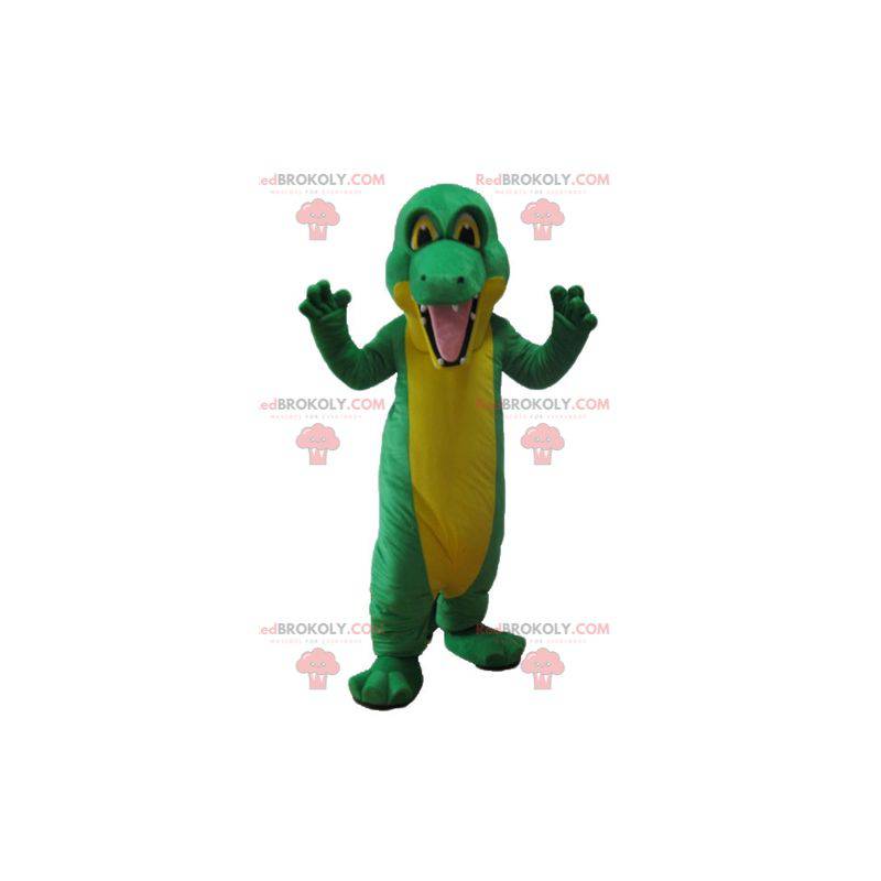 Mascote gigante crocodilo verde e amarelo - Redbrokoly.com