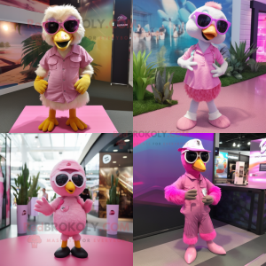 Pink Gosling maskot kostume...