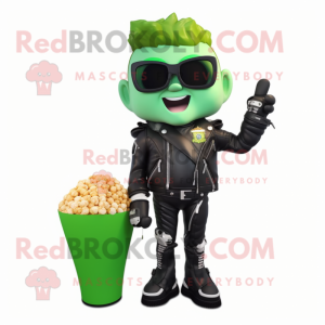 Grøn Pop Corn maskot...