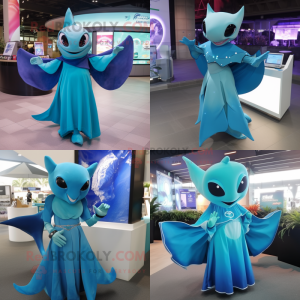 Cyan Manta Ray mascotte...