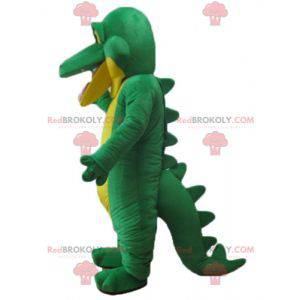 Kjempegrønn og gul krokodille maskot - Redbrokoly.com