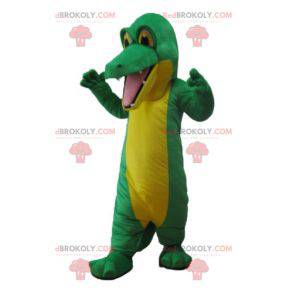 Mascote gigante crocodilo verde e amarelo - Redbrokoly.com