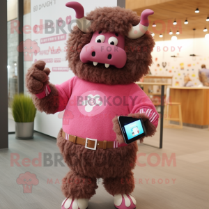 Pink Bison mascotte kostuum...