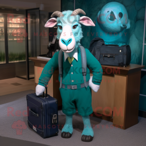 Teal Goat maskot kostume...