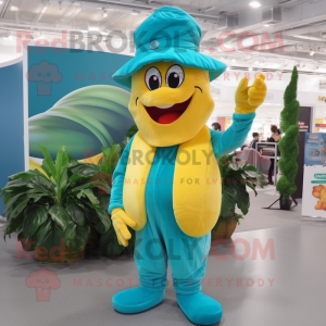 Turquoise banaan mascotte...