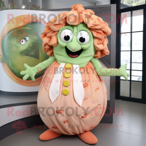 Peach Medusa mascot costume character dressed with a Vest and Wraps