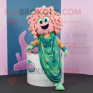 Peach Medusa mascot costume character dressed with a Vest and Wraps