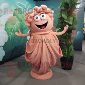 Peach Medusa mascot costume character dressed with a Vest and Wraps