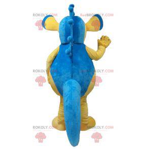Mascote gigante cavalo-marinho azul e amarelo - Redbrokoly.com