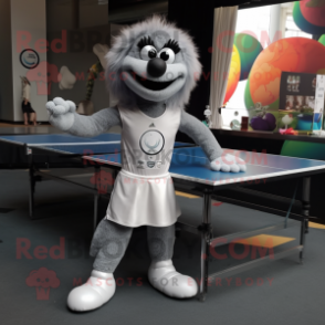 Silver Ping Pong Table mascot costume character dressed with a Cocktail Dress and Bracelet watches