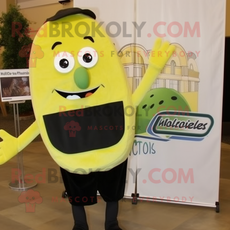 Olive Enchiladas mascot costume character dressed with a Shorts and Ties Olive Enchiladas mascot costume character dressed with a Shorts and Ties