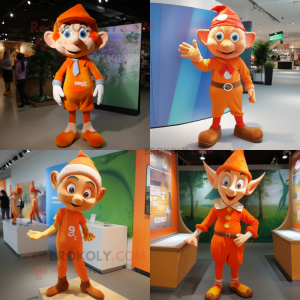 Orange Elf maskot kostume...