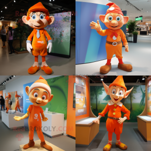 Orange Elf maskot kostym...