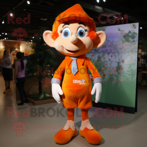 Orange Elf maskot kostym...