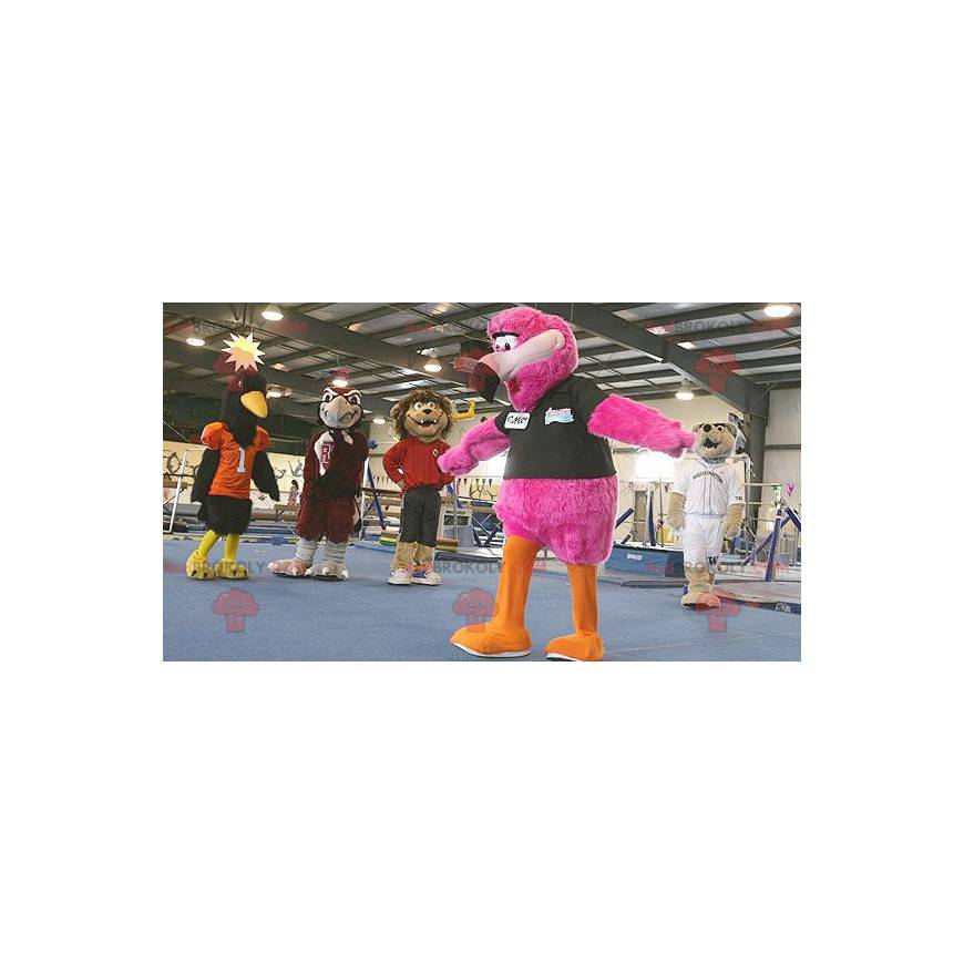 Mascote flamingo gigante todo peludo - Redbrokoly.com