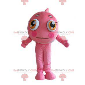 Maskottchen rosa und weißer Clownfisch kokett und bunt -