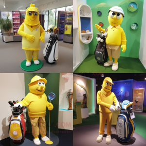 Gul Golf Bag maskot kostym...