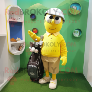 Gul Golf Bag maskot kostym...