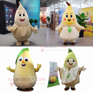 Beige Pear mascotte kostuum...