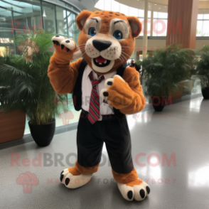 nan Saber-Toothed Tiger mascot costume character dressed with a Oxford Shirt and Shoe clips