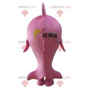 Mascot gran pez rosa y blanco muy sonriente - Redbrokoly.com