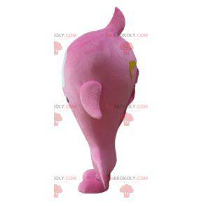 Mascot grote roze en witte vis erg lachend - Redbrokoly.com