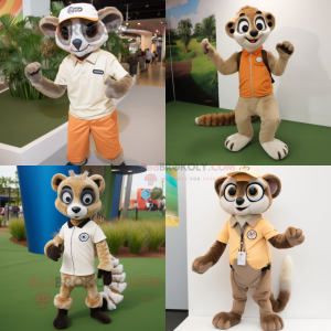 Tan Lemur maskot kostym...