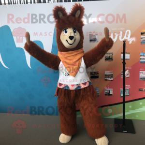 Rust Llama mascot costume character dressed with a Yoga Pants and Hair clips
